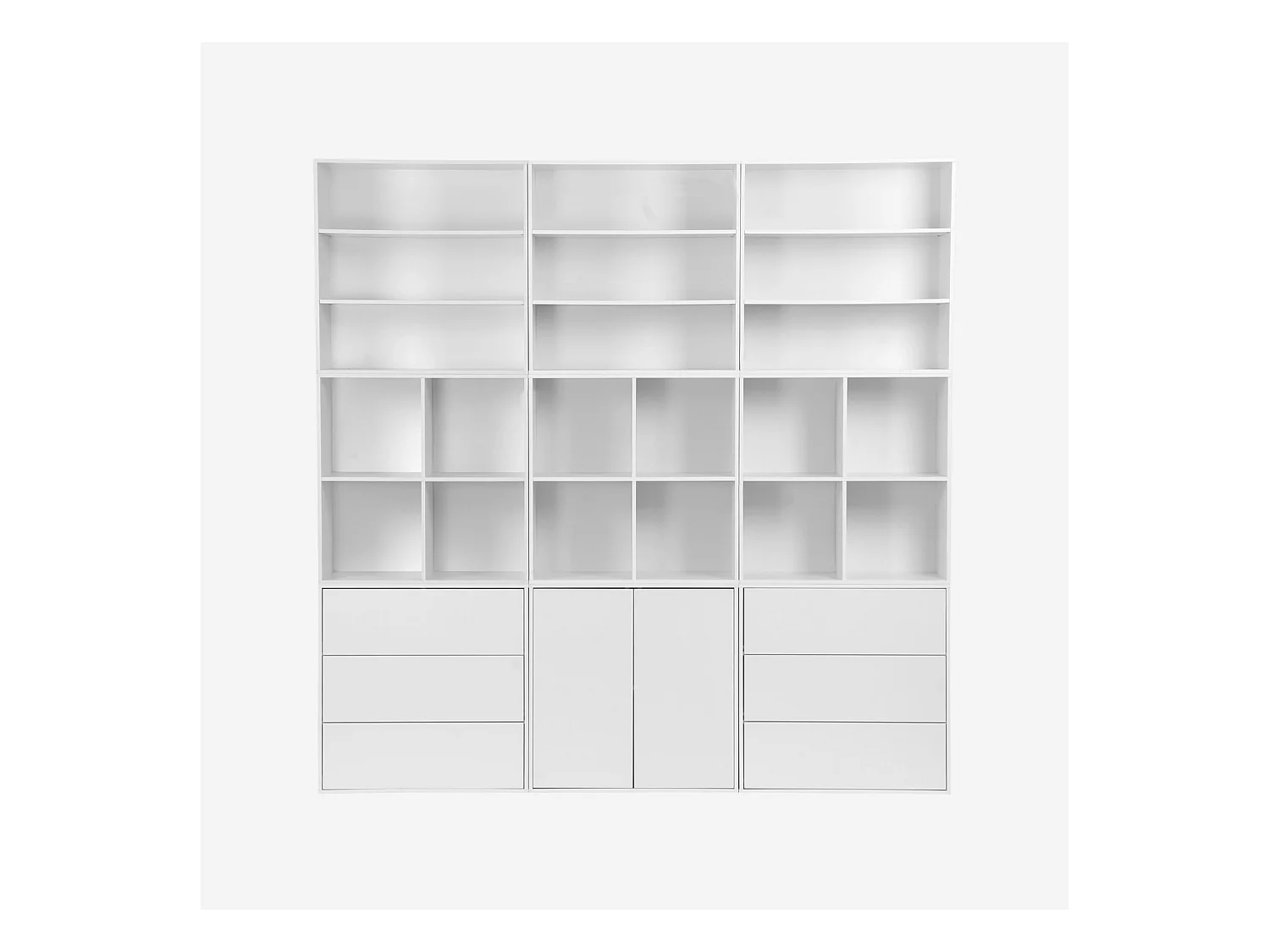 Kit estantería o biblioteca modular decorativa madera con 9 elementos