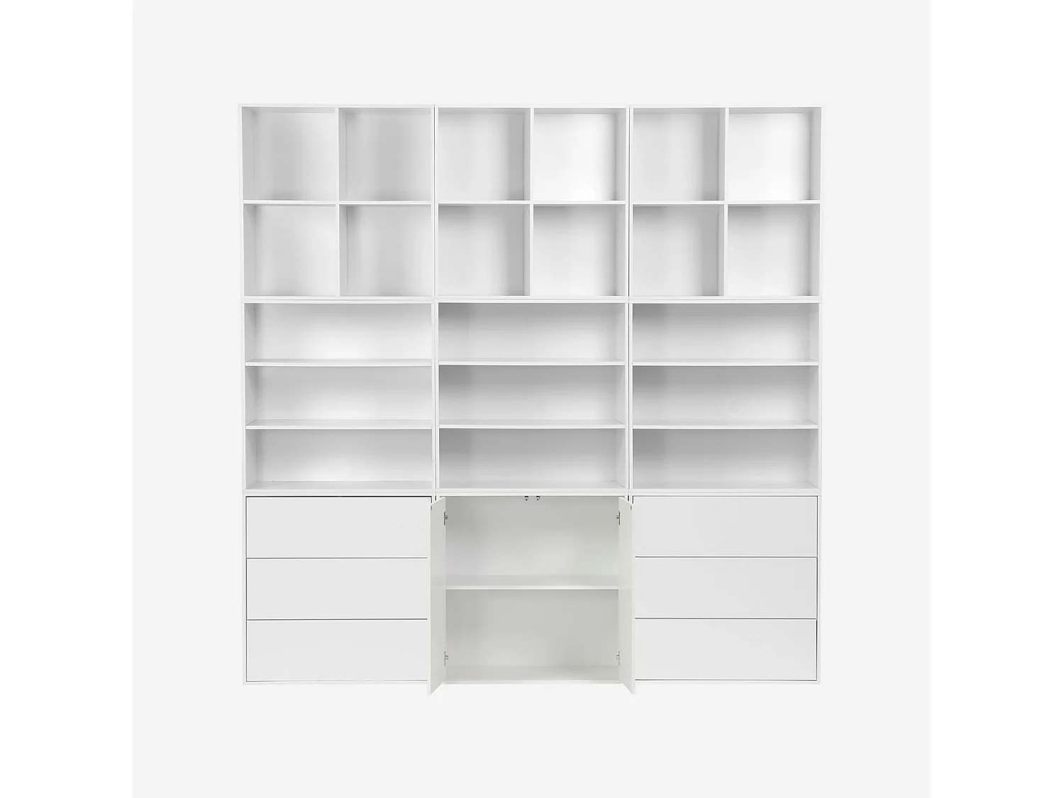 Kit étagère. bibliothèque décor bois blanc 9 éléments 100% modulable L 210 x P 35 x H 210cm - Kompo