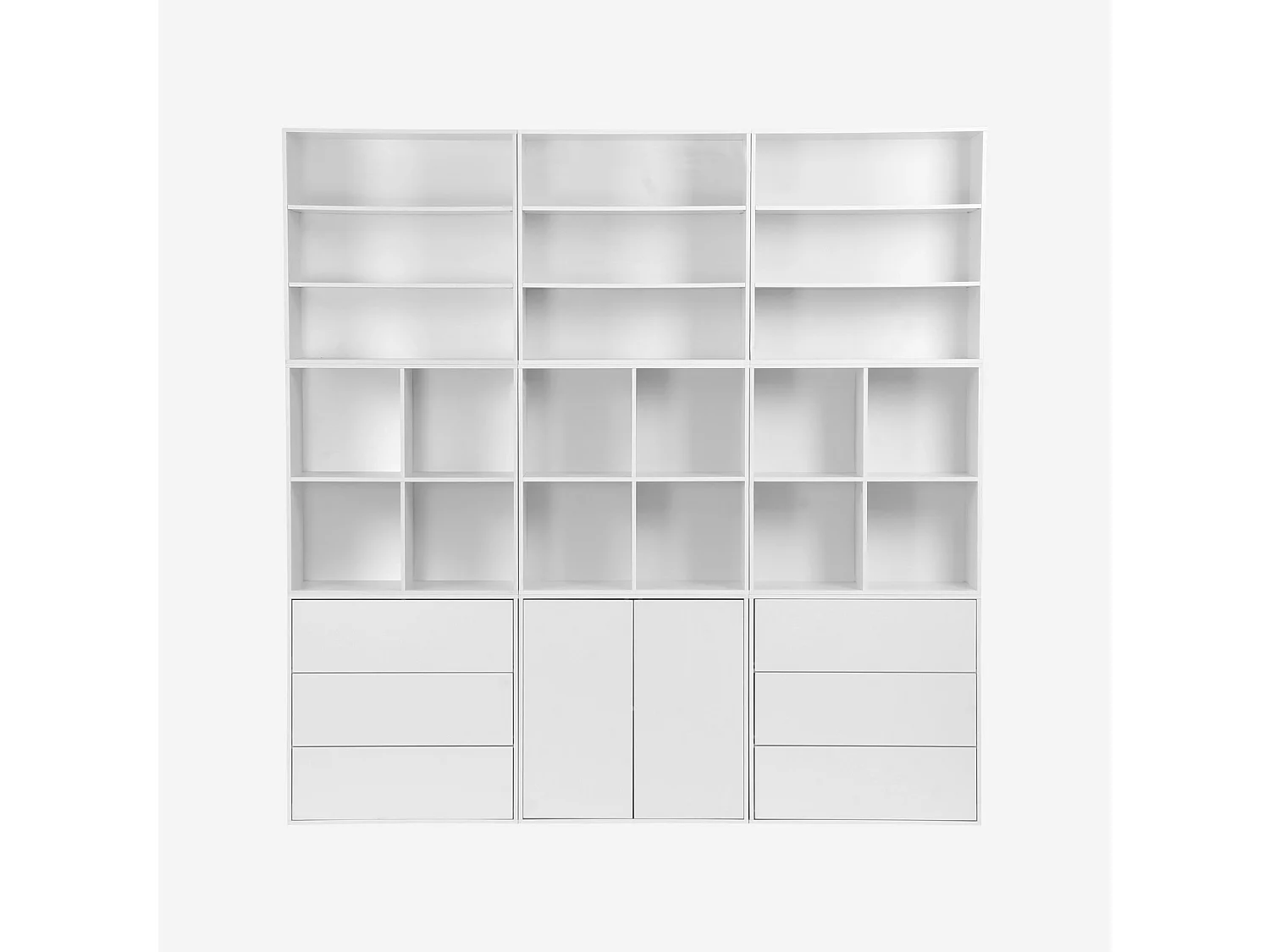 Kit étagère. bibliothèque décor bois blanc 9 éléments 100% modulable L 210 x P 35 x H 210cm - Kompo
