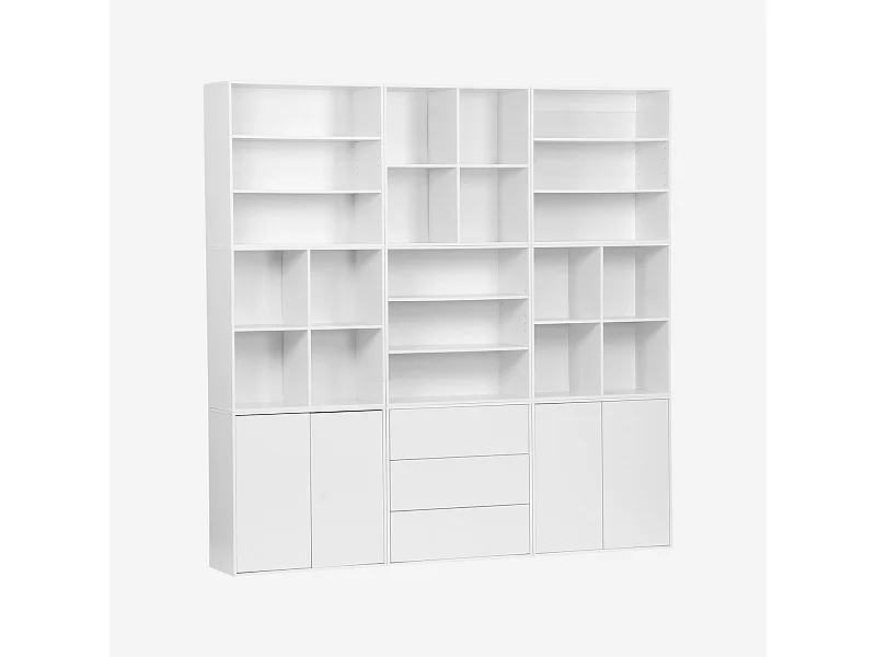 Kit estantería o biblioteca modular con 9 secciones blanco