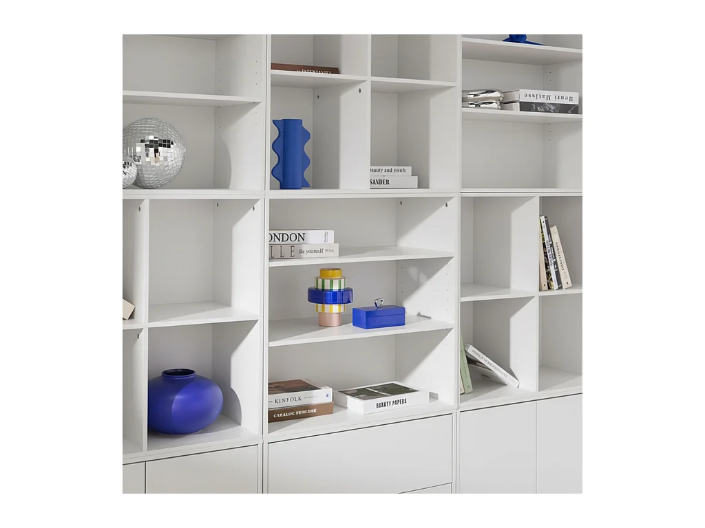 Kit estantería o biblioteca modular con 9 secciones blanco