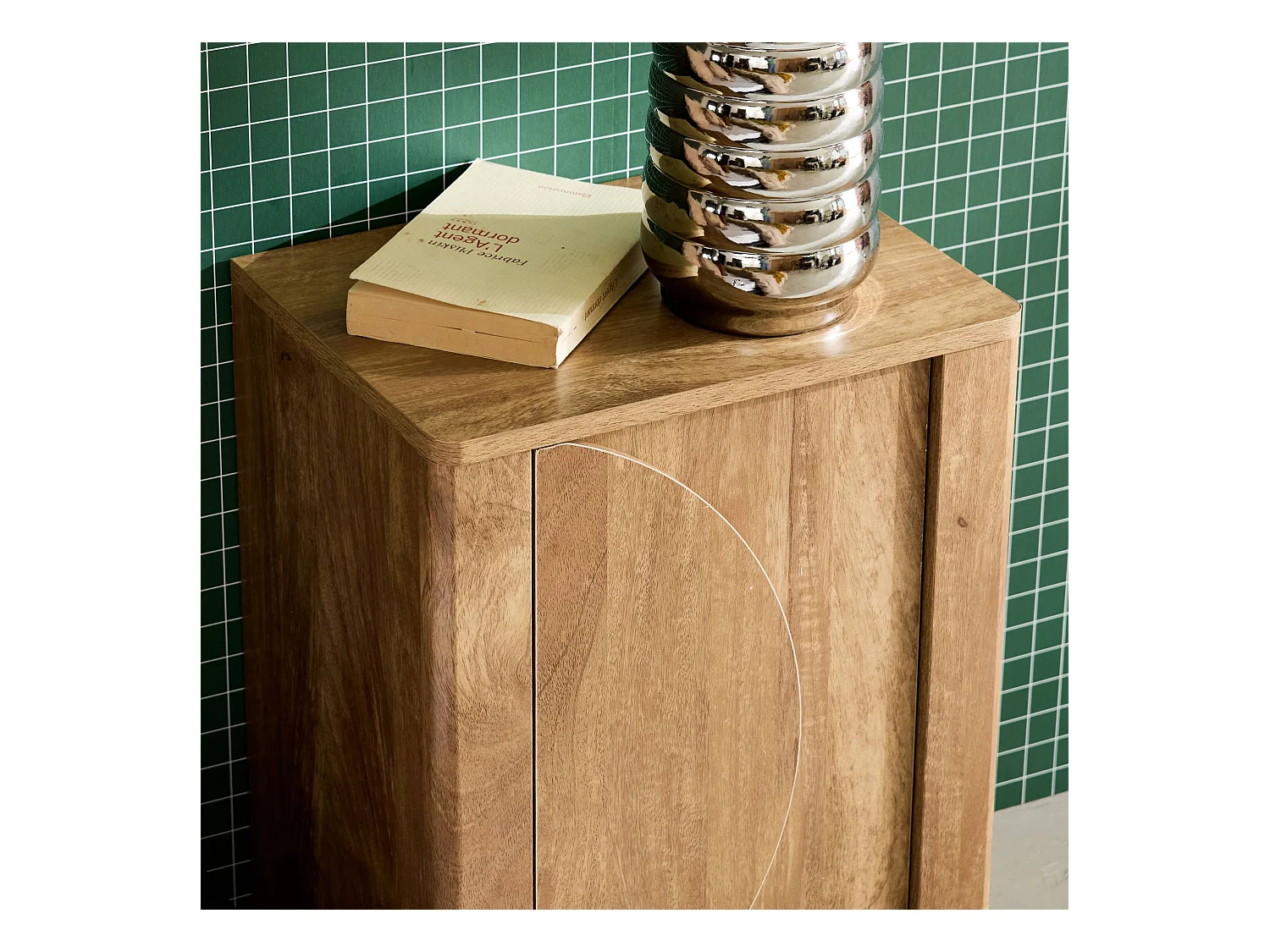 Lot de 2 tables de chevet décor bois de manguier 1 porte réversible Pondi