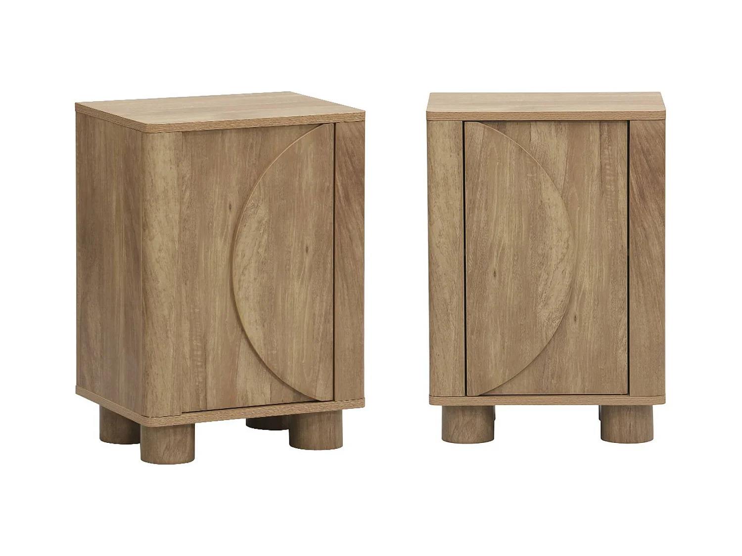 Lot de 2 tables de chevet effet bois de manguier 1 porte réversible Pondi