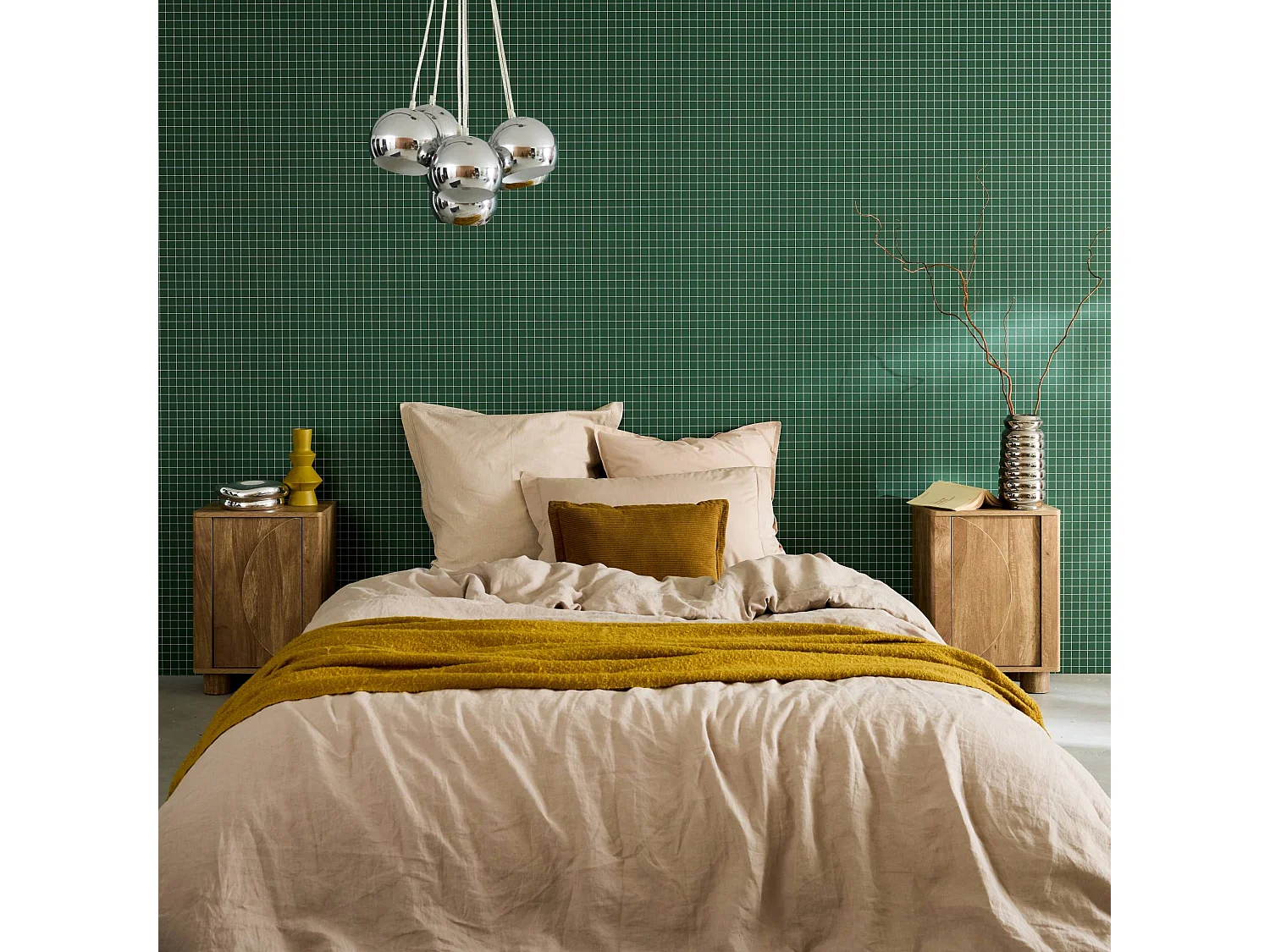 Lot de 2 tables de chevet décor bois de manguier 1 porte réversible Pondi