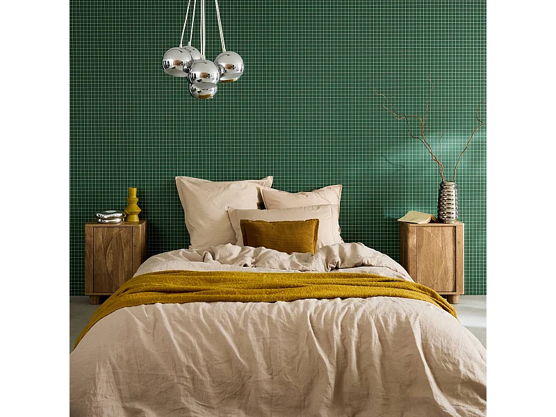 Lot de 2 tables de chevet décor bois de manguier 1 porte réversible Pondi