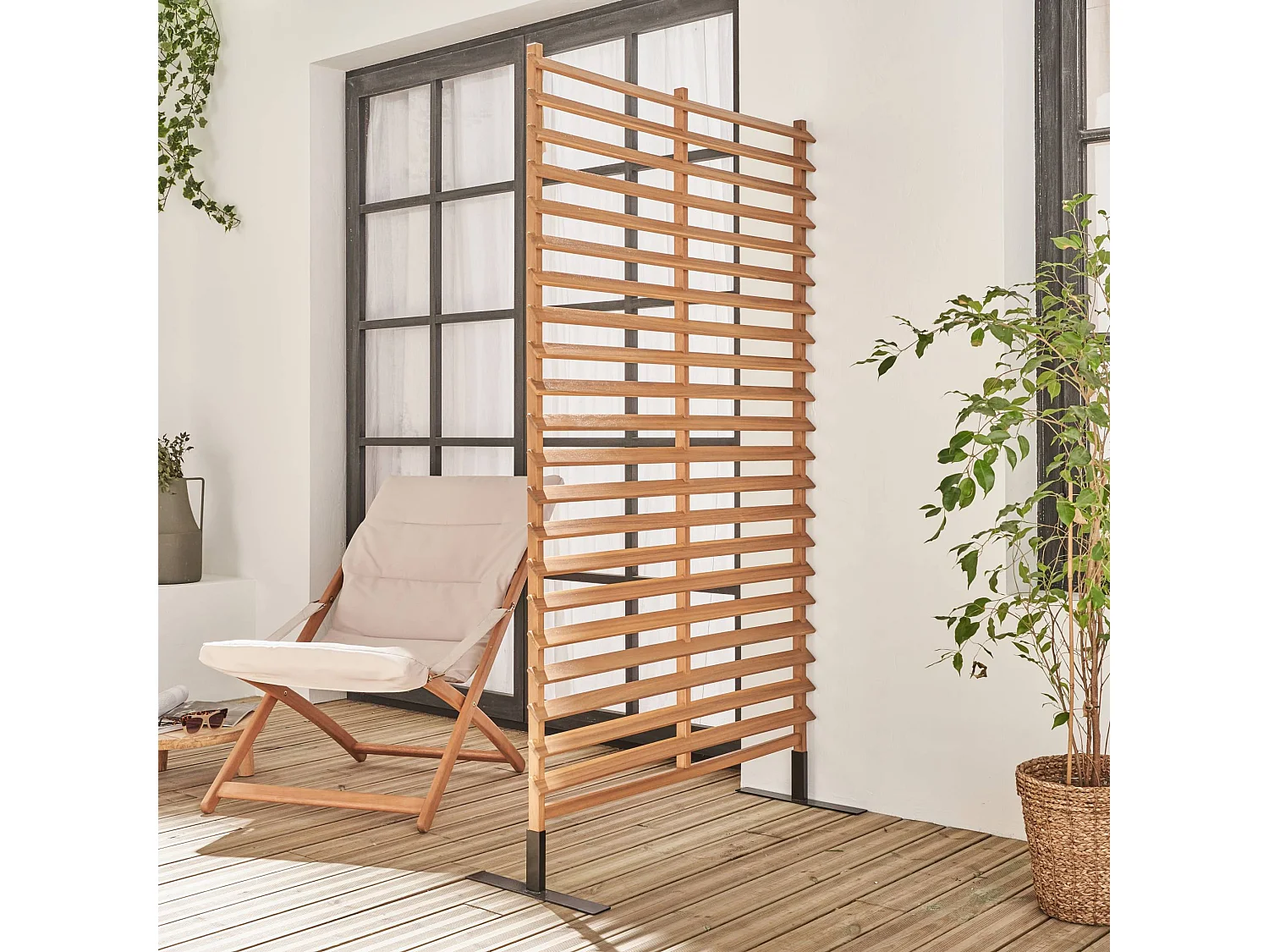 Paravent extérieur en bois. 100cm. acacia. intérieur. extérieur
