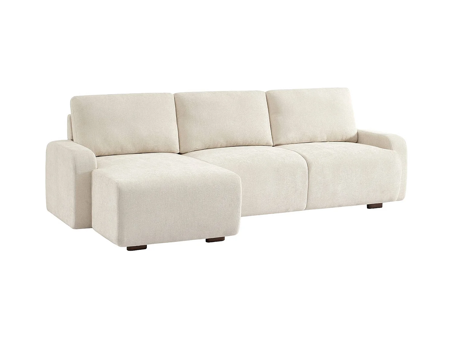 Canapé d'angle gauche 3 places tissu blanc cassé L 260 x P 88 / 139cm / x H 87cm - Dany