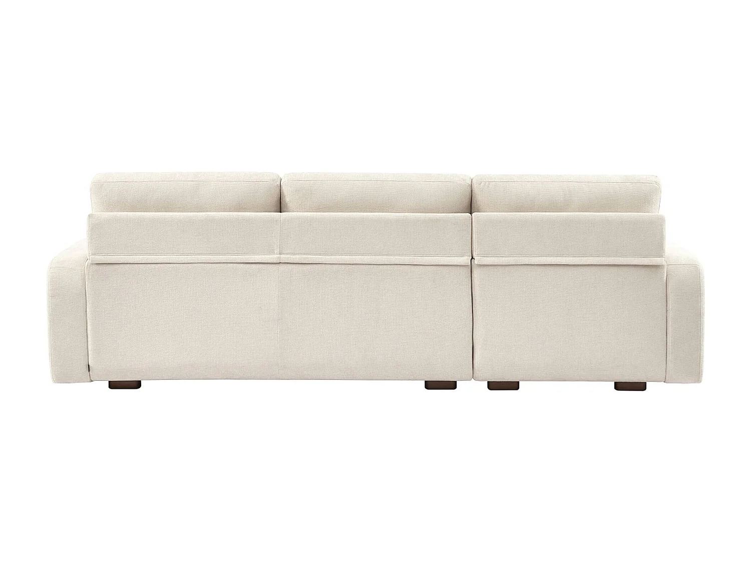 Divano angolare sinistro in tessuto semplice, 3 posti, bianco sporco