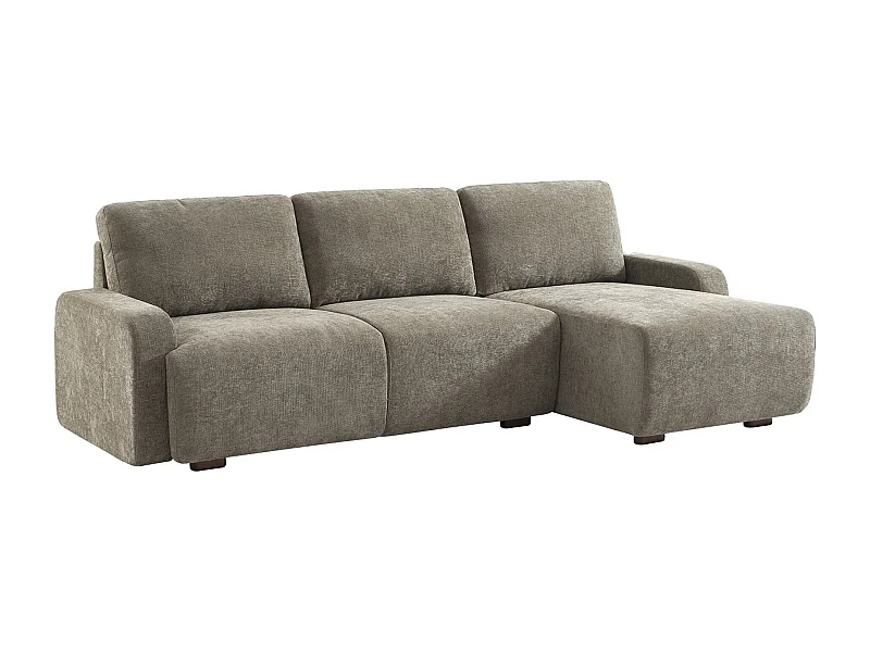 Sofá de esquina derecha de tela liso, 3 plazas verde grisáceo