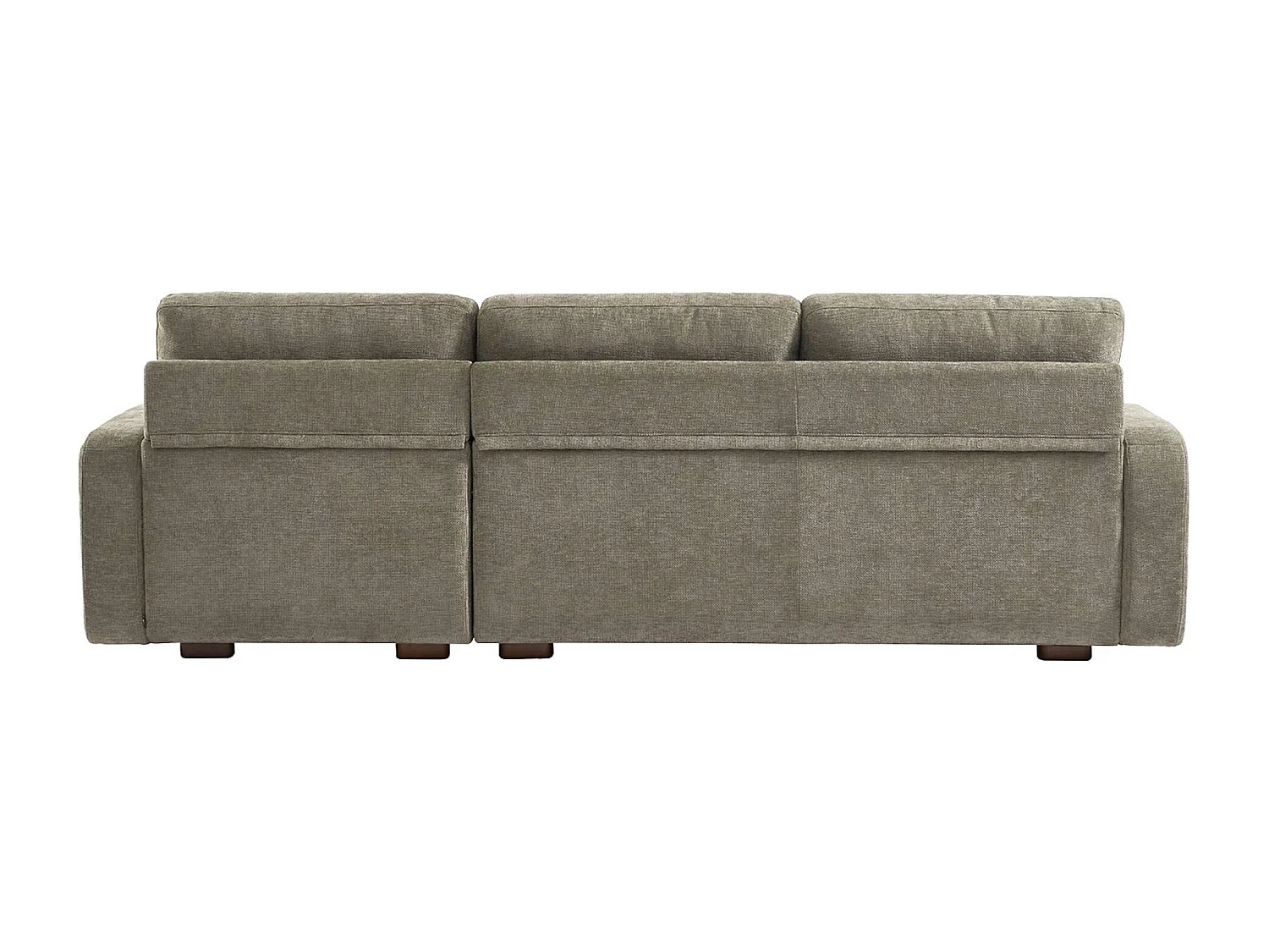 Sofá de esquina derecha de tela liso, 3 plazas verde grisáceo