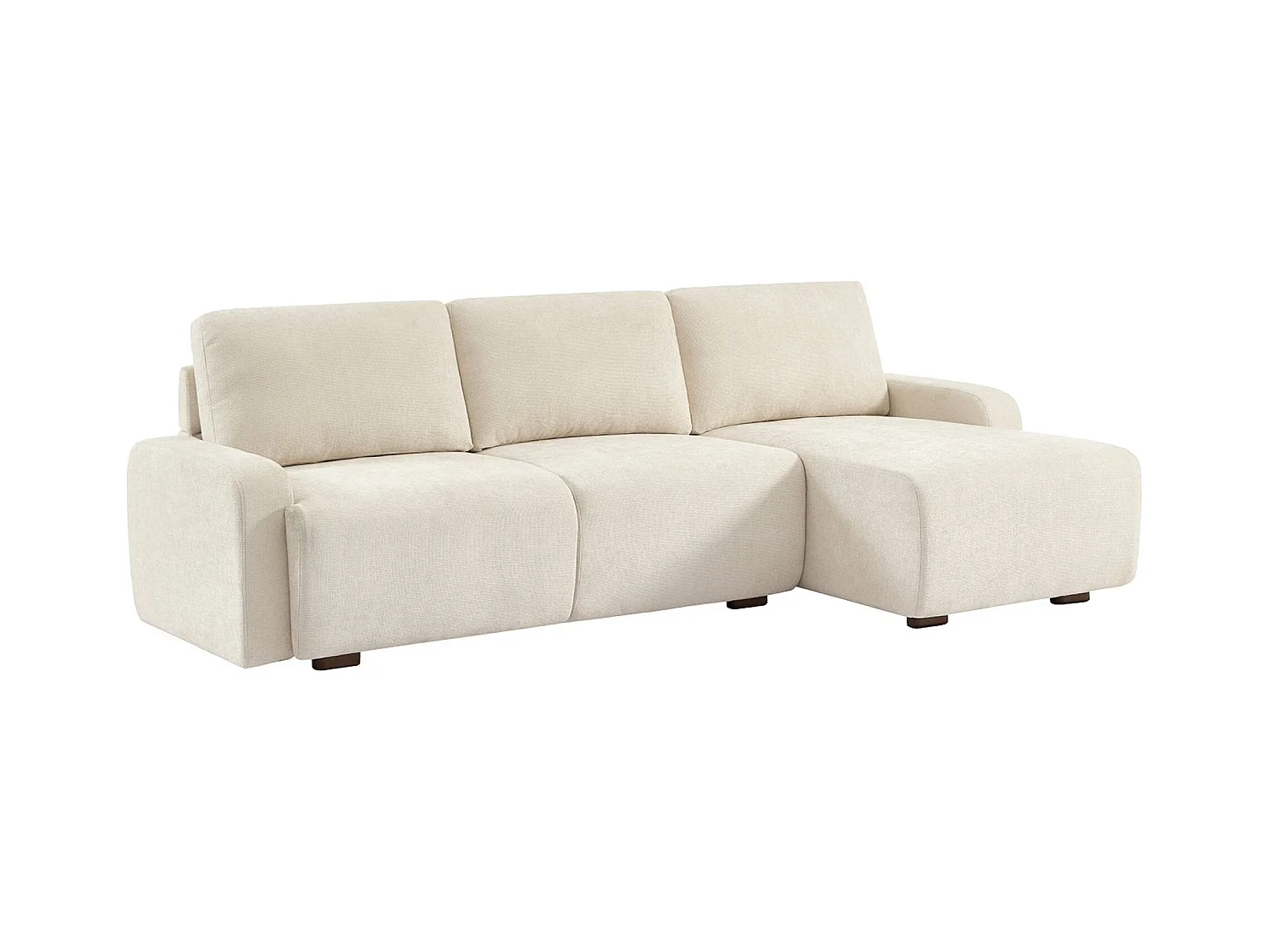 Canapé d'angle droite 3 places tissu blanc cassé L 260 x P 88 / 139cm / x H 87cm - Dany