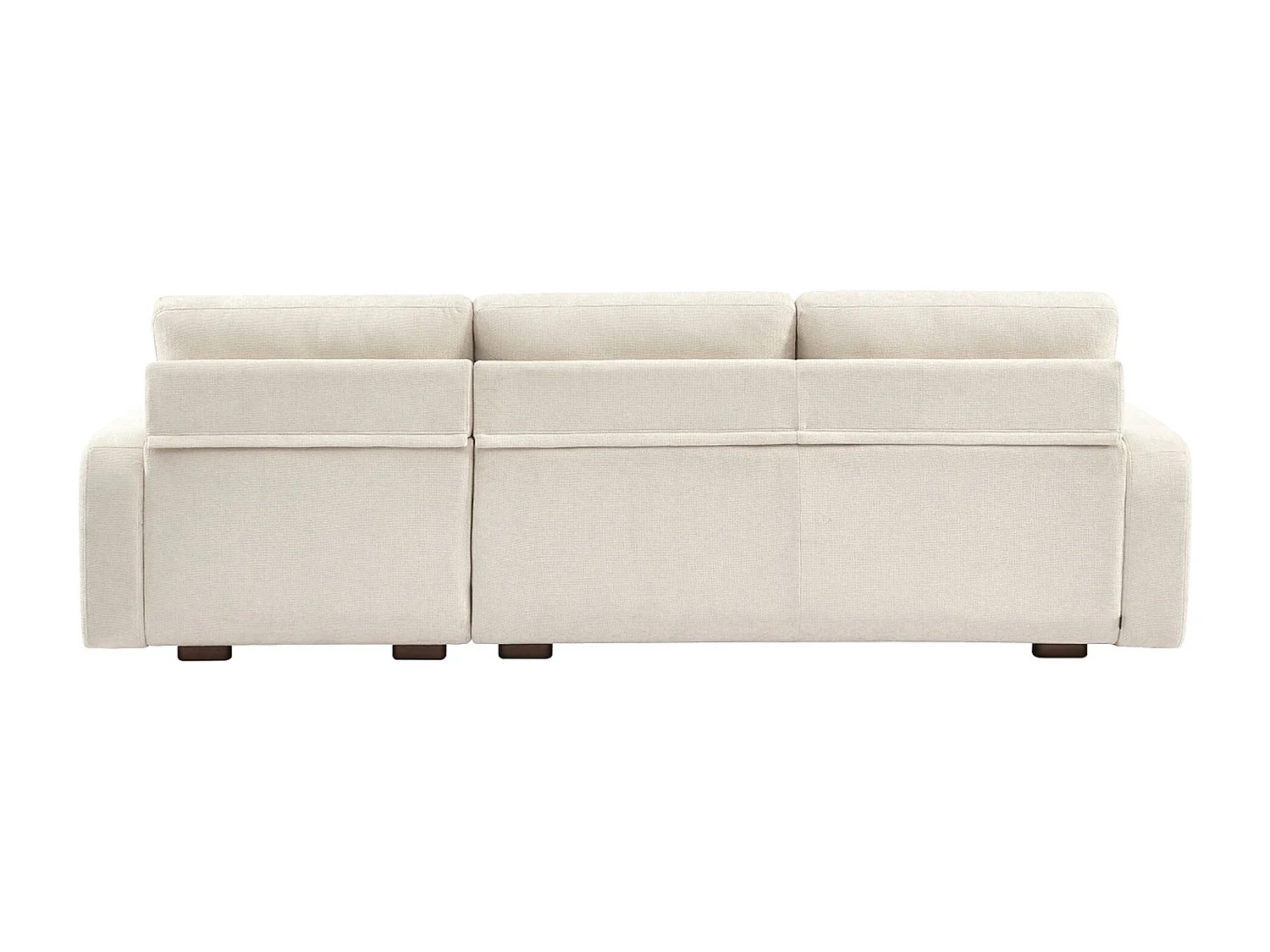 Divano angolare destro 3 posti tessuto, bianco sporco