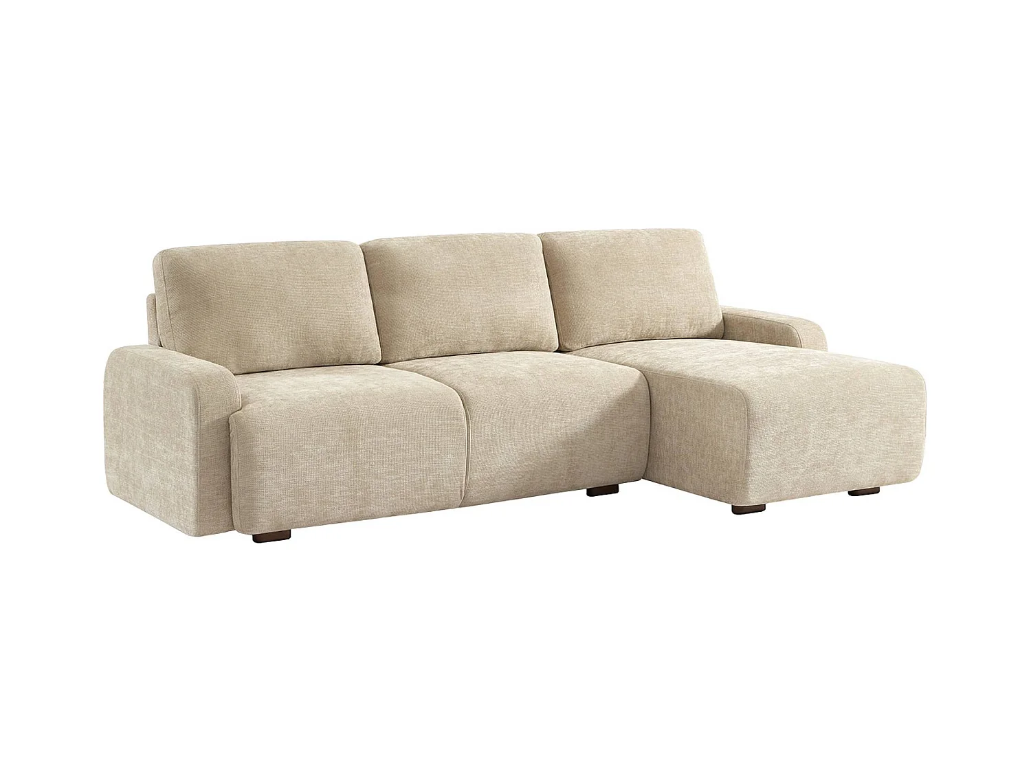 Canapé d'angle droite 3 places tissu beige L 260 x P 88 / 139cm / x H 87cm - Dany