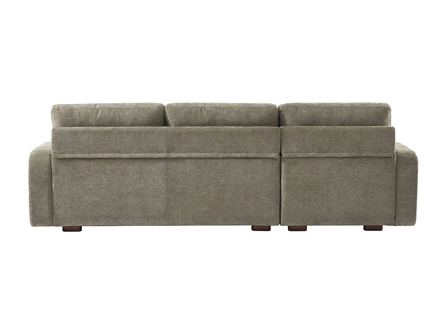 Sofá esquinero izquierdo de tela liso, 3 plazas verde grisáceo