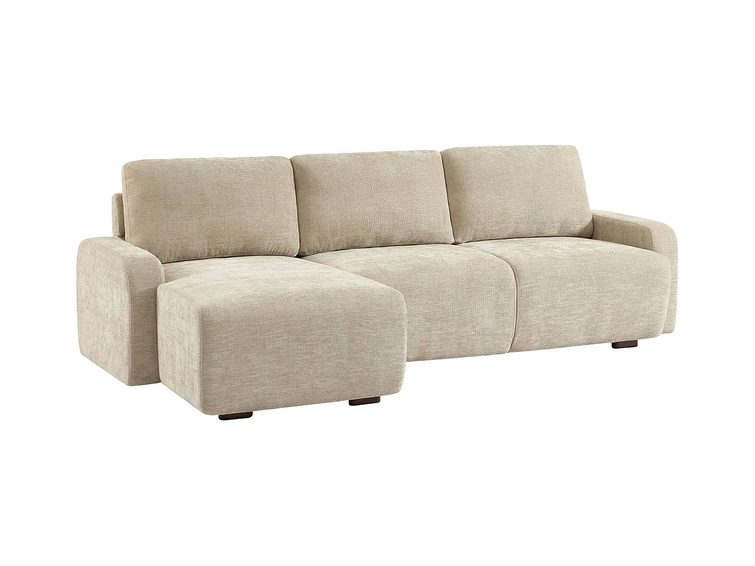 Canapé d'angle gauche 3 places tissu beige L 260 x P 88 / 139cm / x H 87cm - Dany