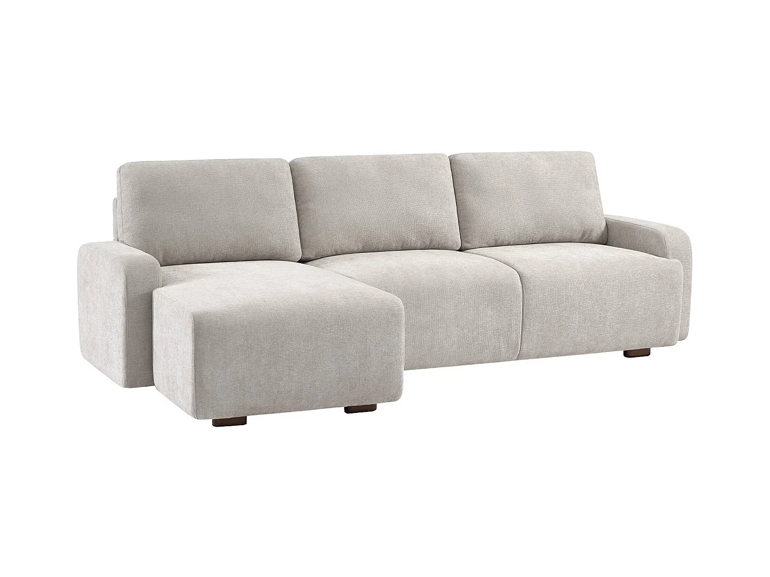 Canapé d'angle gauche 3 places tissu gris clair L 260 x P 88 / 139cm / x H 87cm - Dany