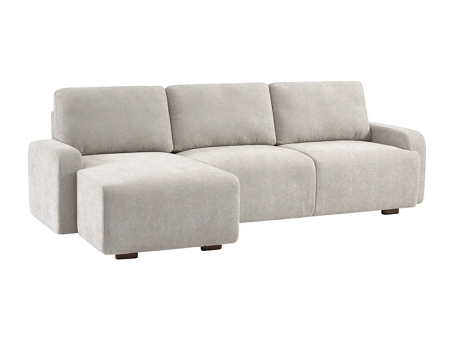 Canapé d'angle gauche 3 places tissu gris clair L 260 x P 88 / 139cm / x H 87cm - Dany