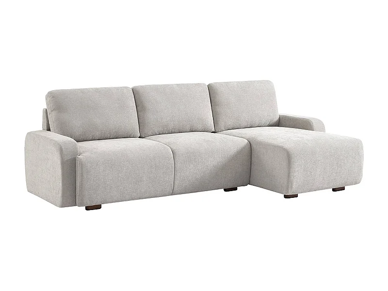 Sofá de esquina derecha de tela liso, 3 plazas gris claro