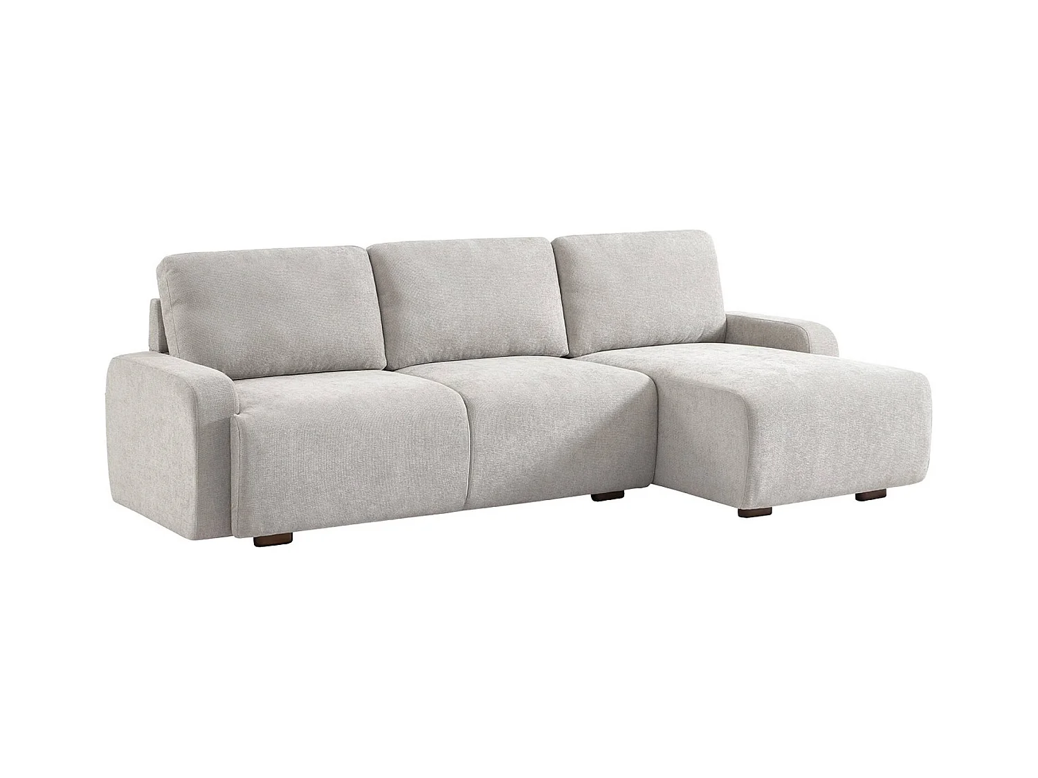 Canapé d'angle droite 3 places tissu gris clair L 260 x P 88 / 139cm / x H 87cm - Dany