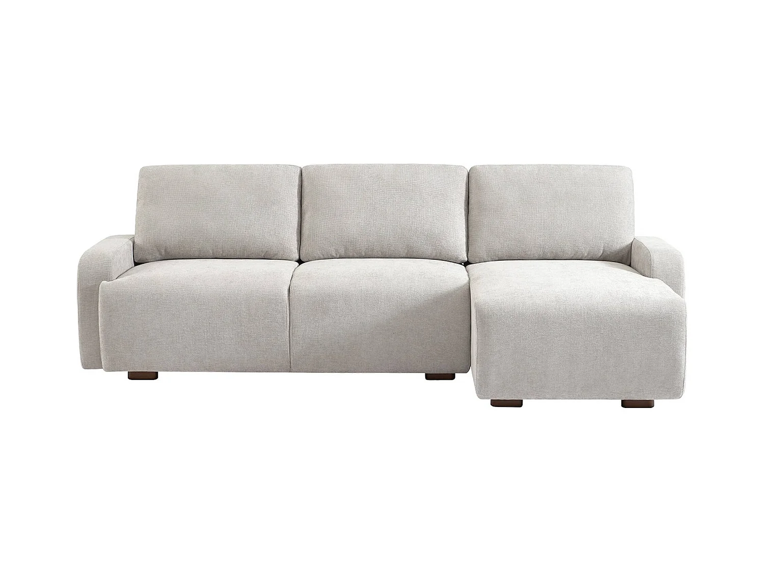 Canapé d'angle droite 3 places tissu gris clair L 260 x P 88 / 139cm / x H 87cm - Dany