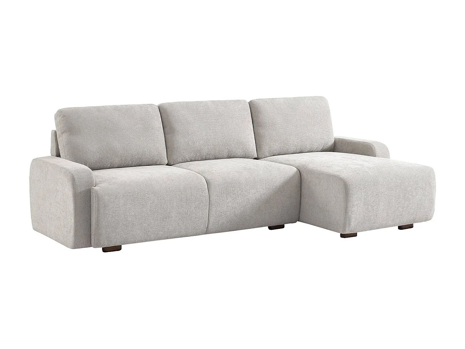 Canapé d'angle droite 3 places tissu gris clair L 260 x P 88 / 139cm / x H 87cm - Dany