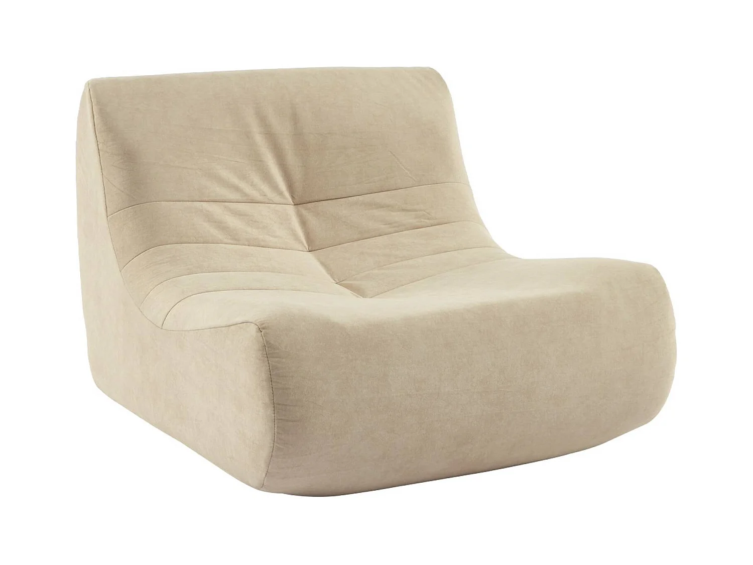 Fauteuil chauffeuse en velours style contemporain 1 place beige