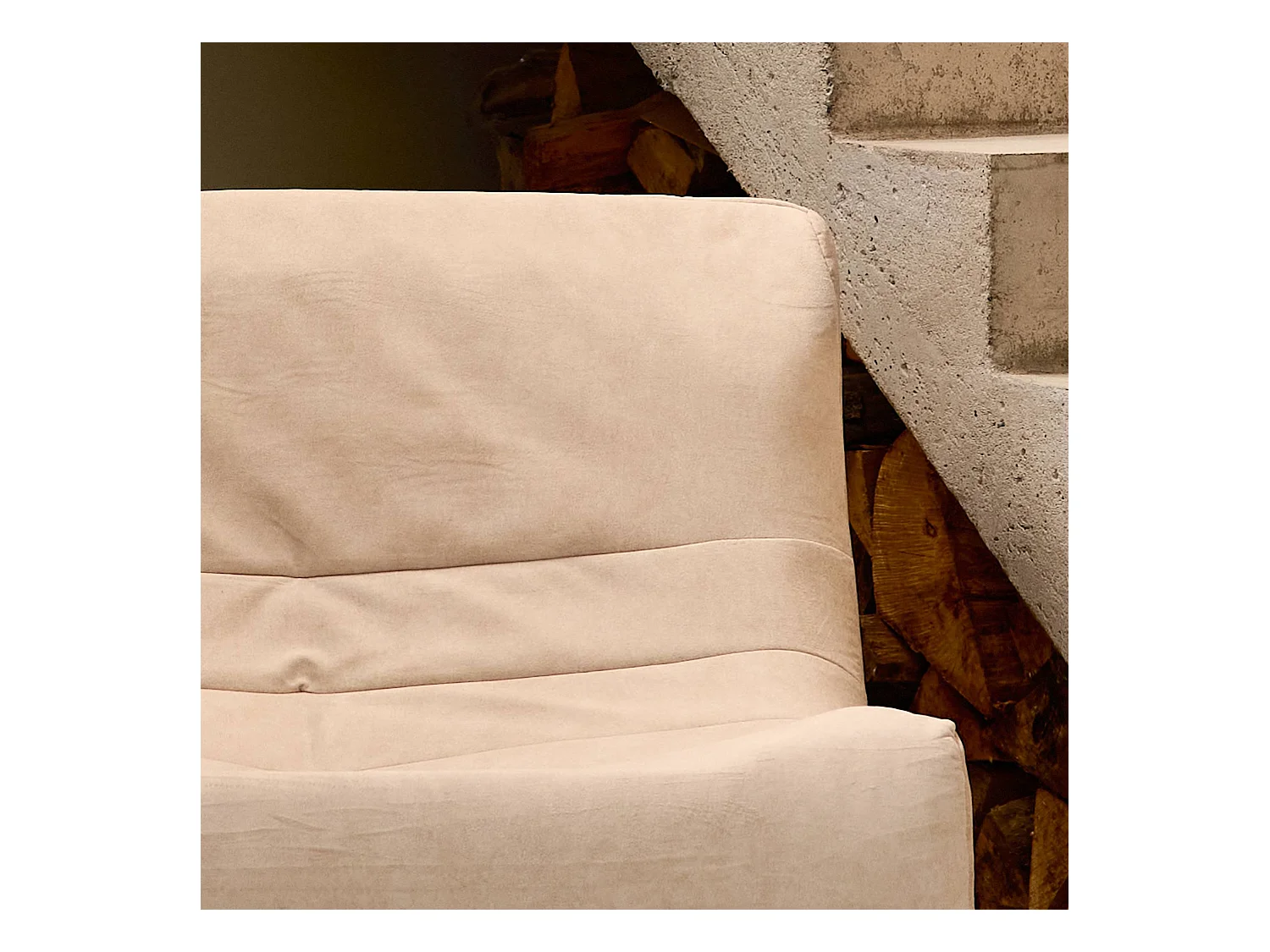 Fauteuil chauffeuse en velours style contemporain 1 place beige