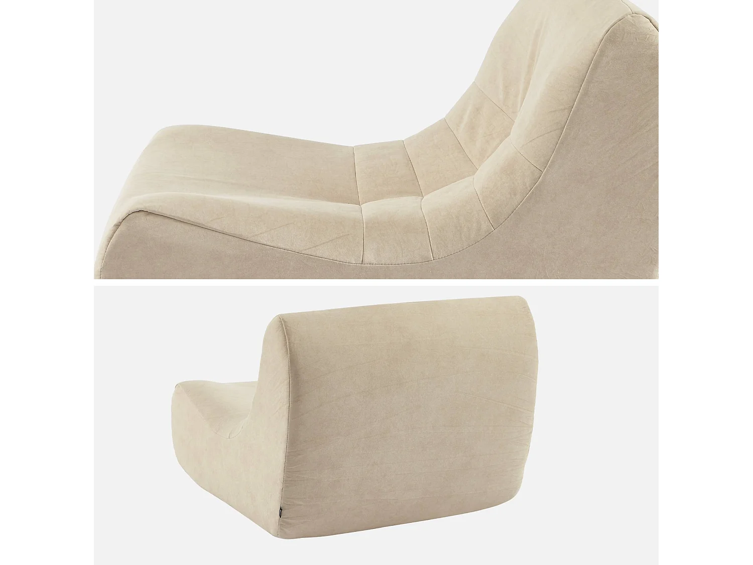 Fauteuil chauffeuse en velours style contemporain 1 place beige