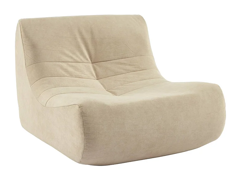 Fauteuil chauffeuse en velours style contemporain 1 place beige