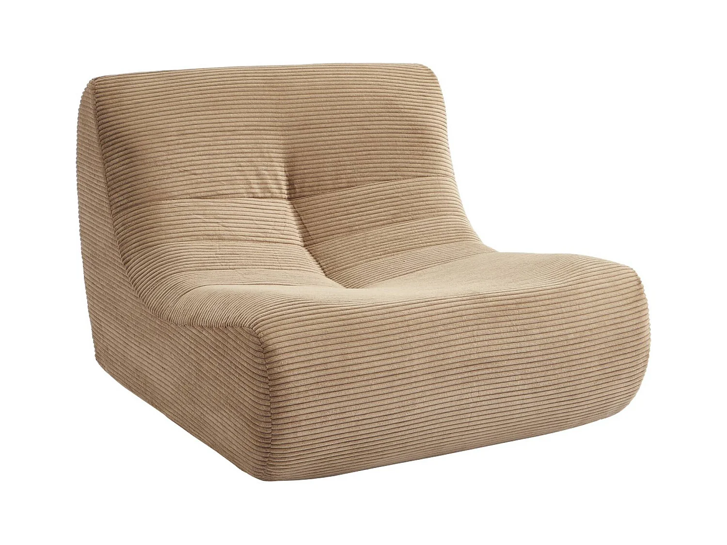 Chauffeuse velours côtelé 1 place taupe L 91 x P 105 x H 72 cm - SOKOL