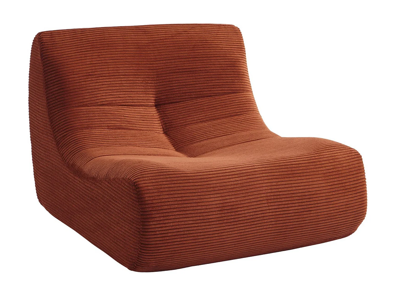 Chauffeuse velours côtelé 1 place terracotta L 91 x P 105 x H 72 cm - SOKOL