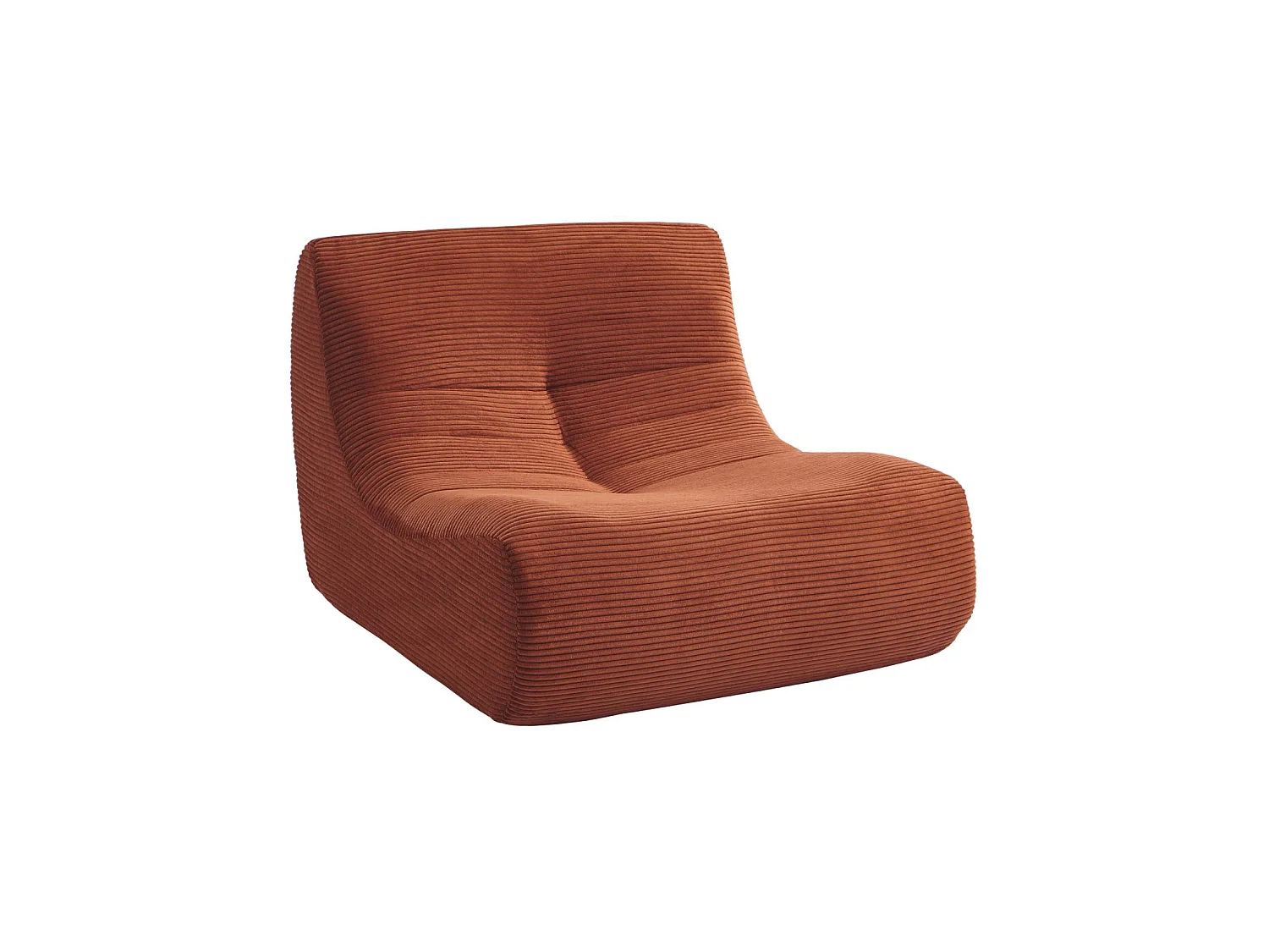 Chauffeuse velours côtelé 1 place terracotta L 91 x P 105 x H 72 cm - SOKOL