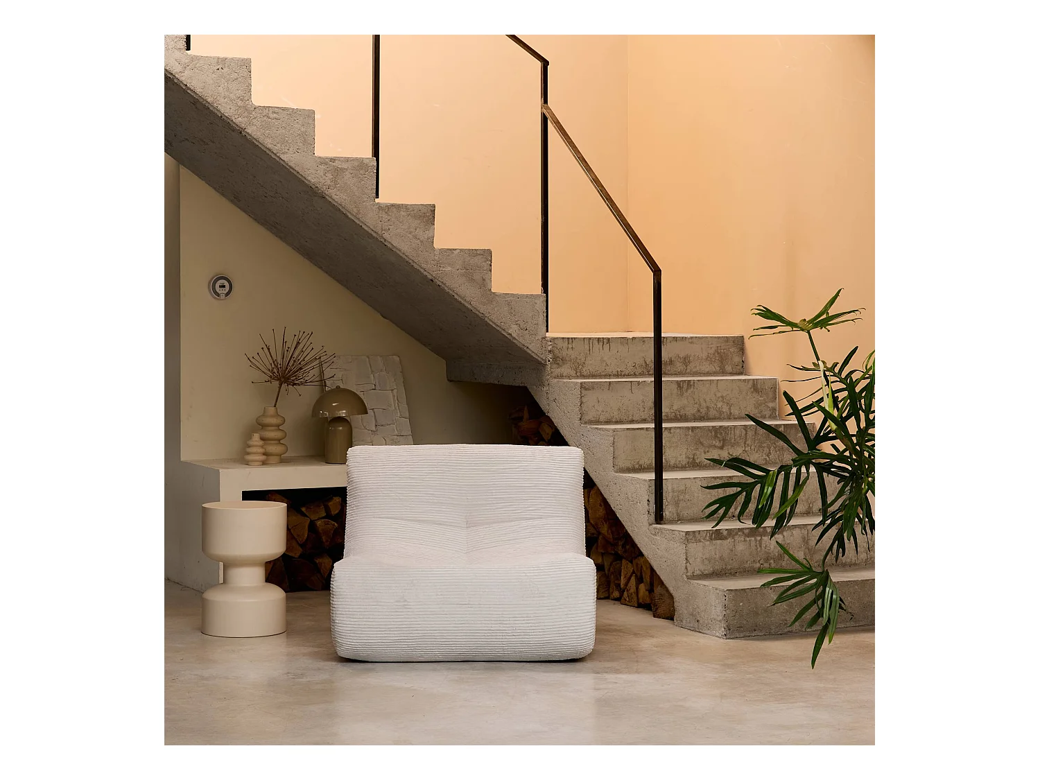 Módulo para sofá modular de pana , 1 plaza crema