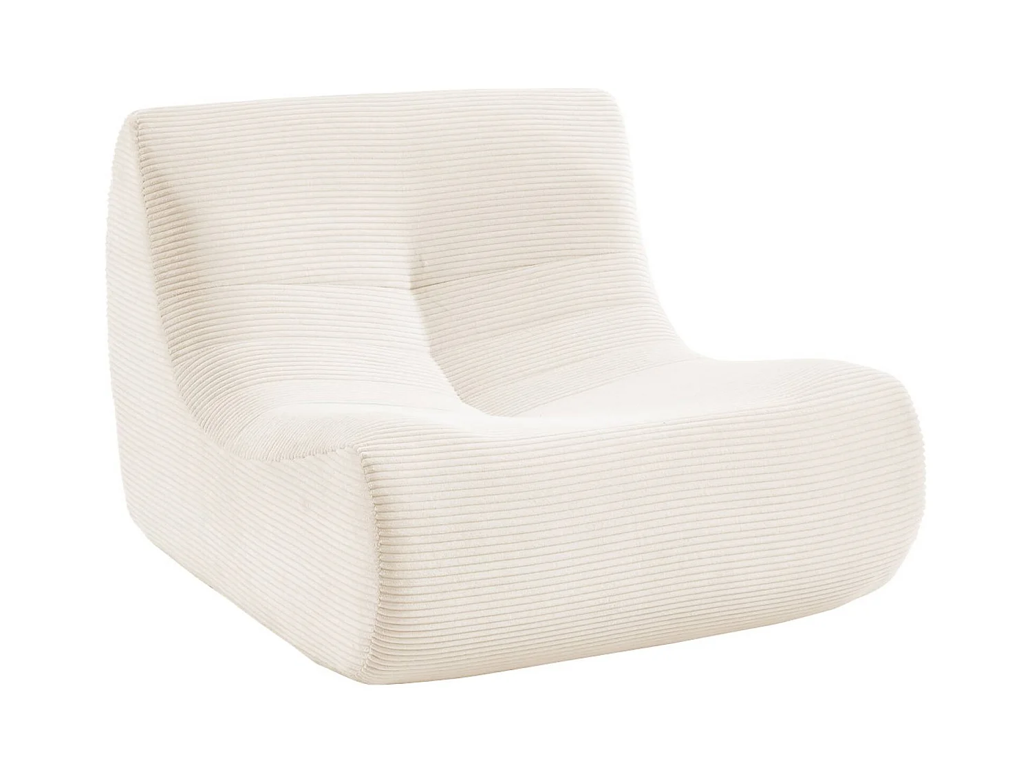 Chauffeuse velours côtelé 1 place crème L 91 x P 105 x H 72 cm - SOKOL