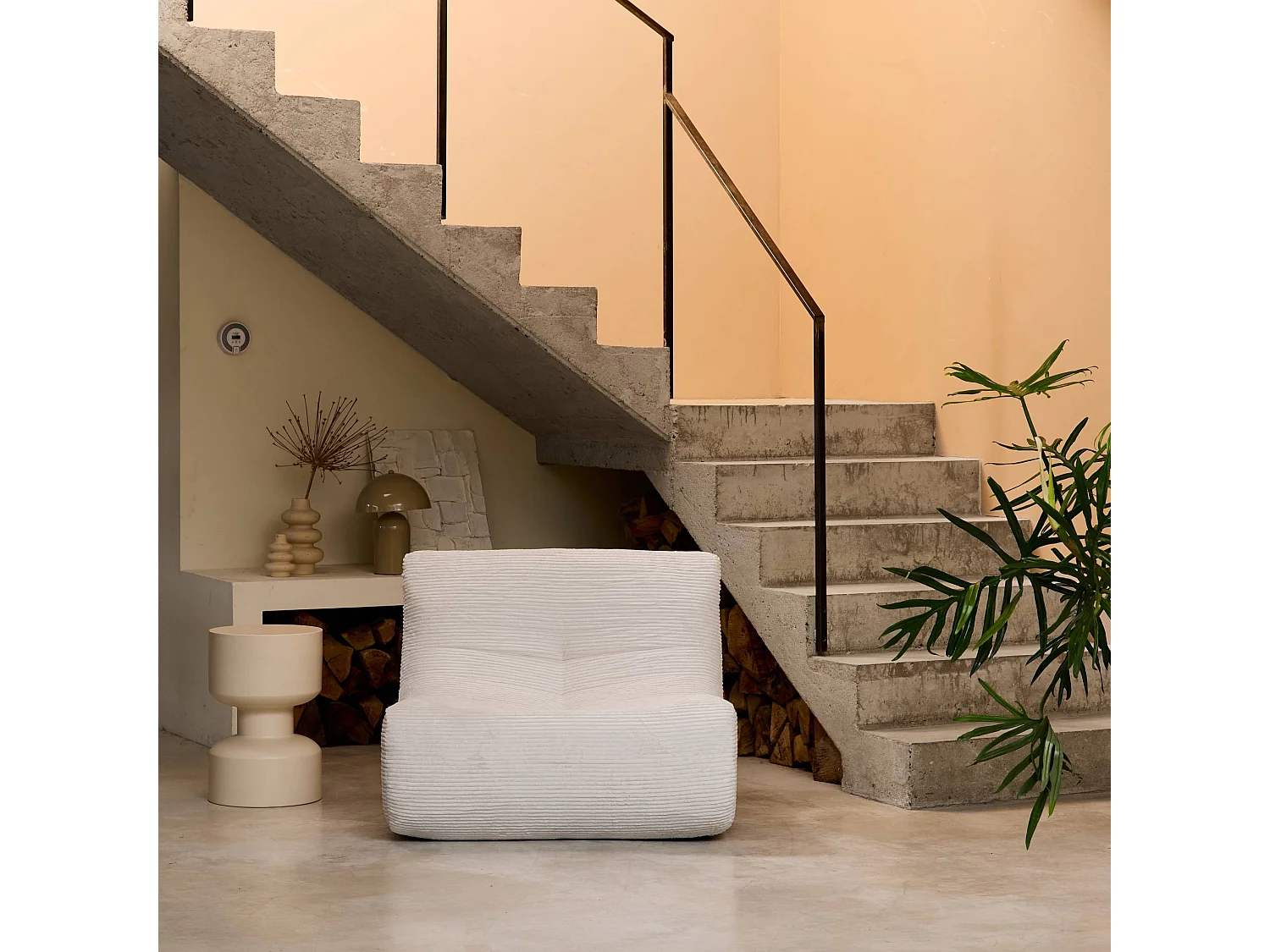 Módulo para sofá modular de pana , 1 plaza crema