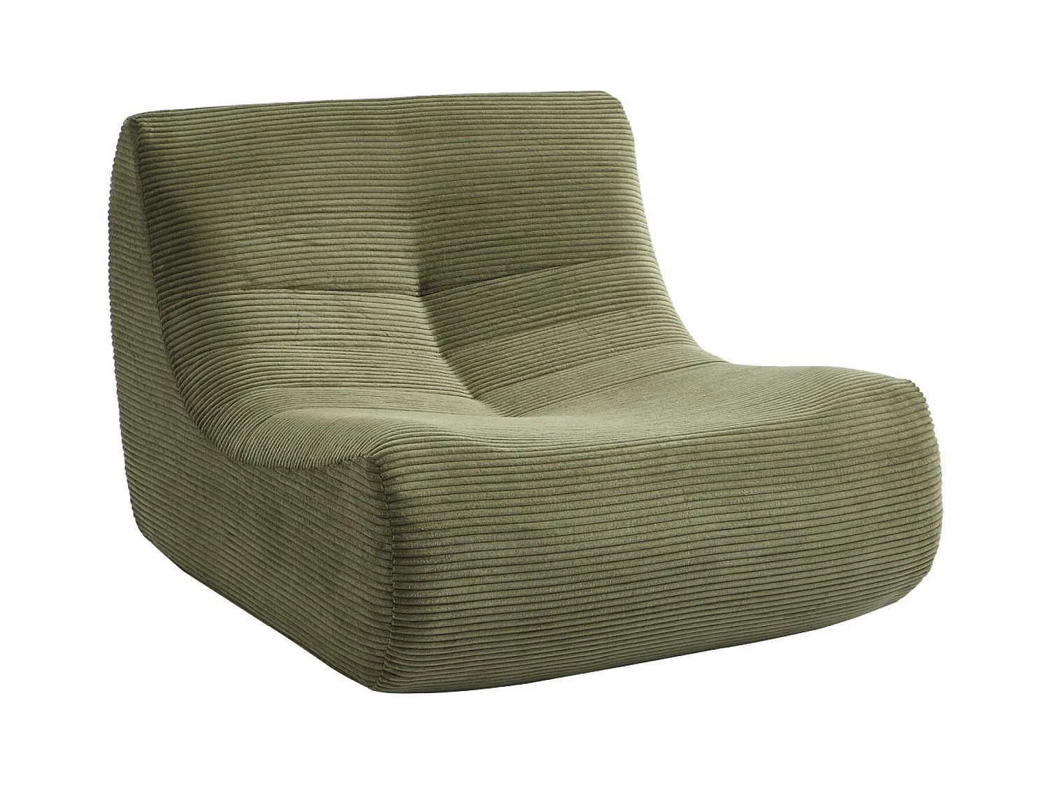 Chauffeuse velours côtelé 1 place kaki L 91 x P 105 x H 72 cm - SOKOL