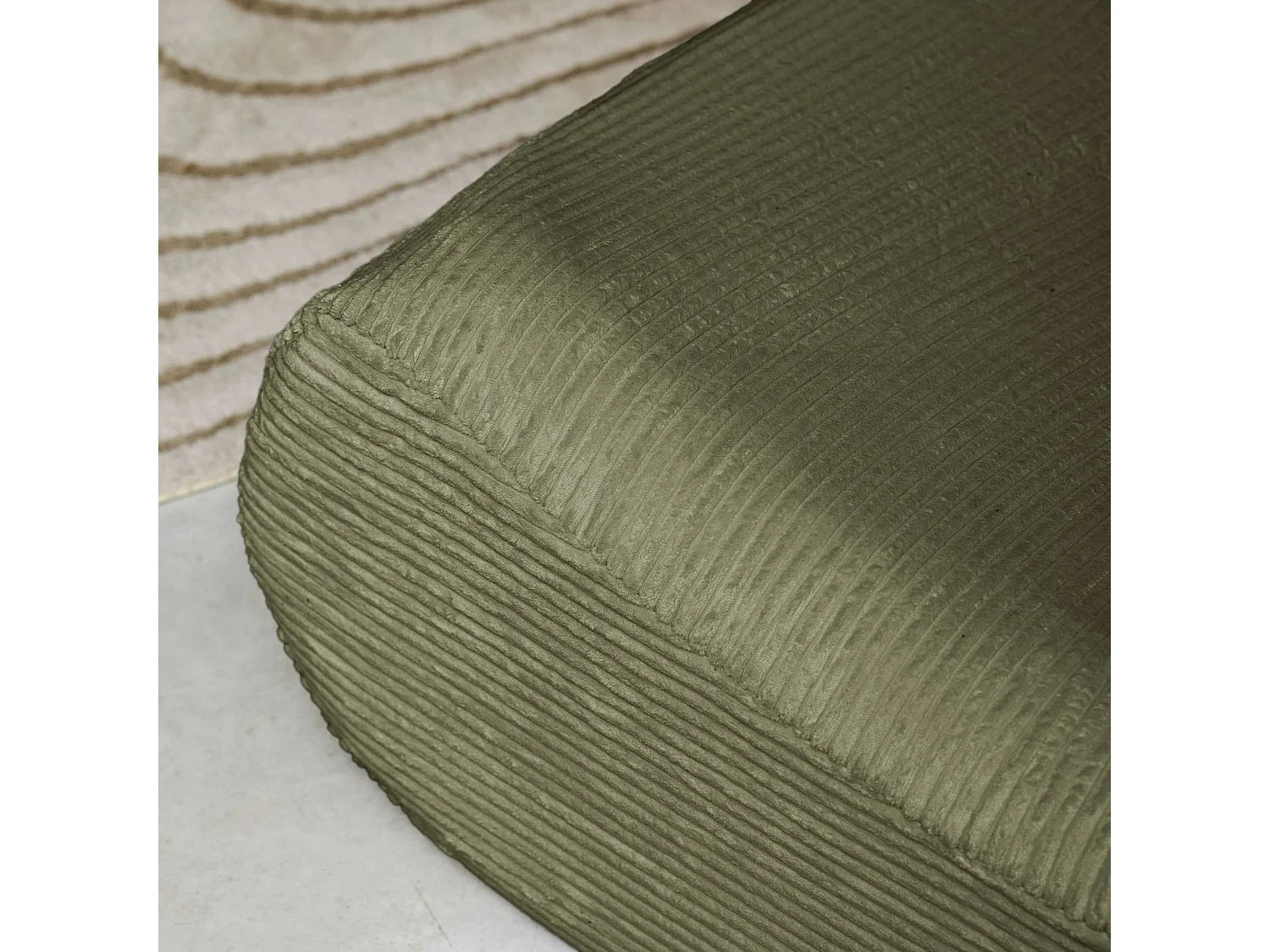 Chauffeuse velours côtelé 1 place kaki L 91 x P 105 x H 72 cm - SOKOL