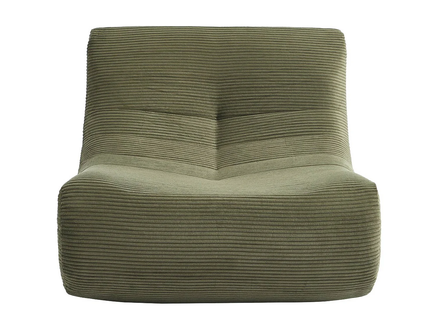 Chauffeuse velours côtelé 1 place kaki L 91 x P 105 x H 72 cm - SOKOL