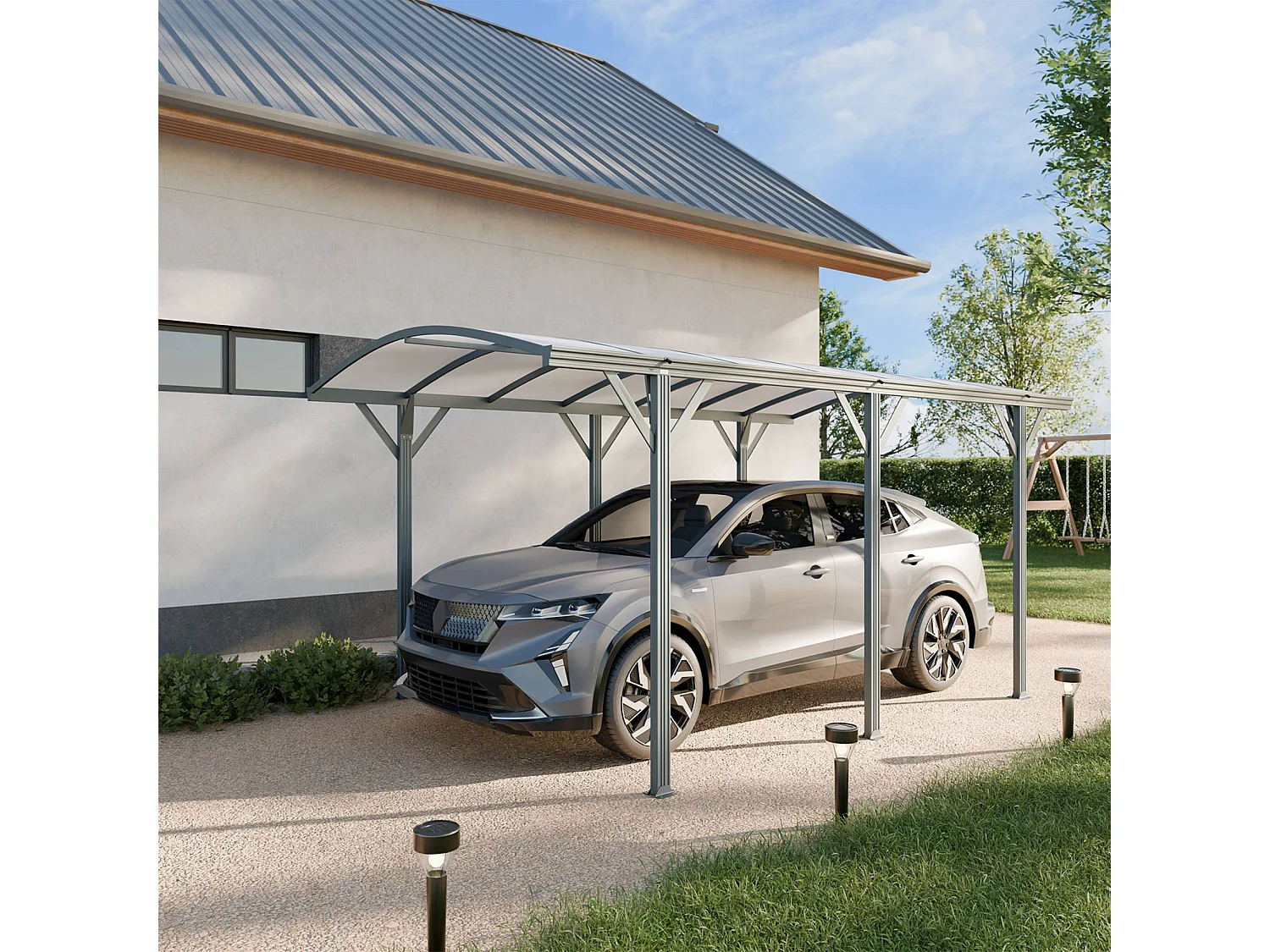 Tettoia per auto in alluminio e policarbonato, 15m², antracite