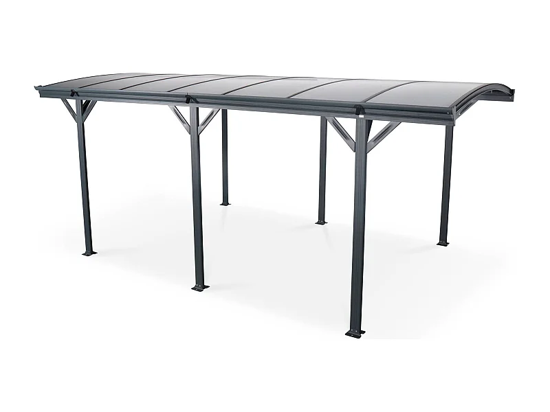 Carport de 15m² en aluminium anthracite et polycarbonate - Le Mans 5x3m - abri de voiture 500 x 300 x 220 cm
