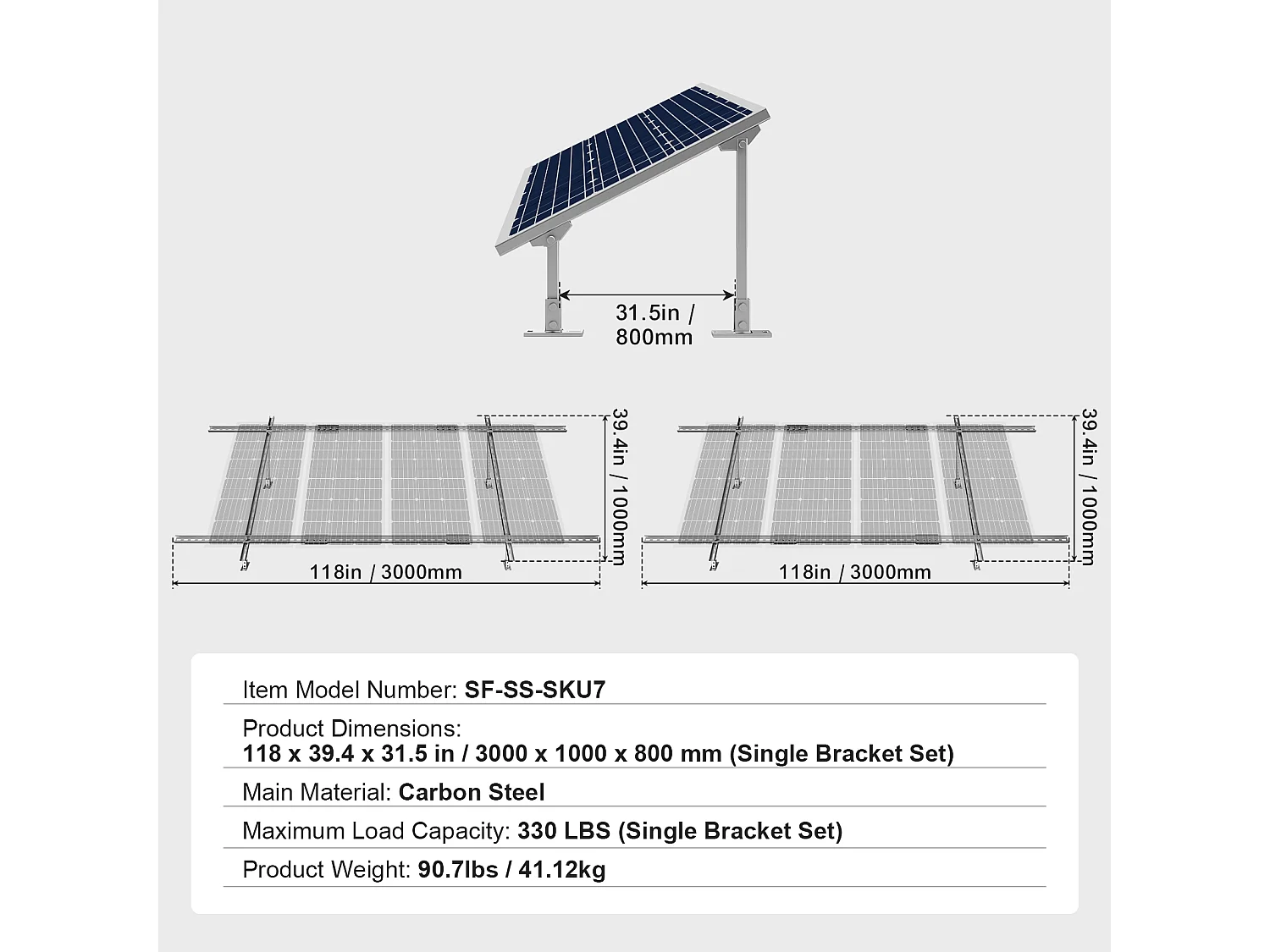 Painéis Solares Ajustáveis SucceBuy Pack de 2 Suportes Ajustáveis para Painel Solar, 30°-60°