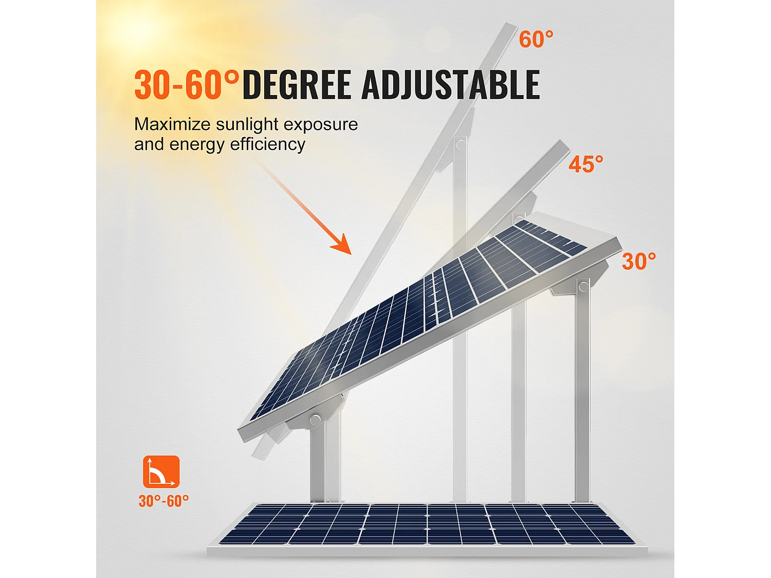 Painéis Solares Ajustáveis SucceBuy Pack de 2 Suportes Ajustáveis para Painel Solar, 30°-60°