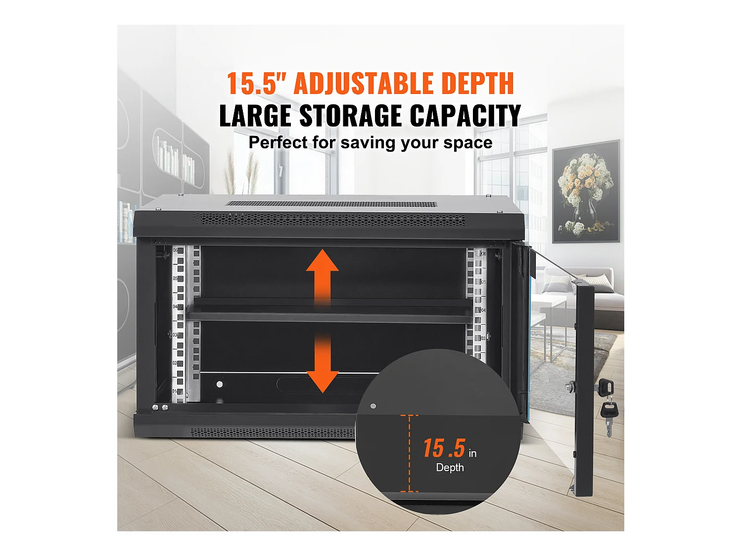 Boîtier Mural pour Serveur Réseau SucceBuy 6U, 39cm de Profondeur, Serrure de Porte, pour Réseau