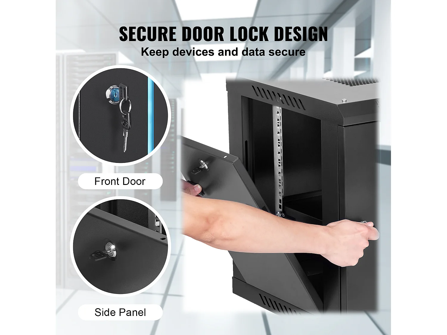 Boîtier Mural pour Serveur Réseau SucceBuy 6U, 39cm de Profondeur, Serrure de Porte, pour Réseau