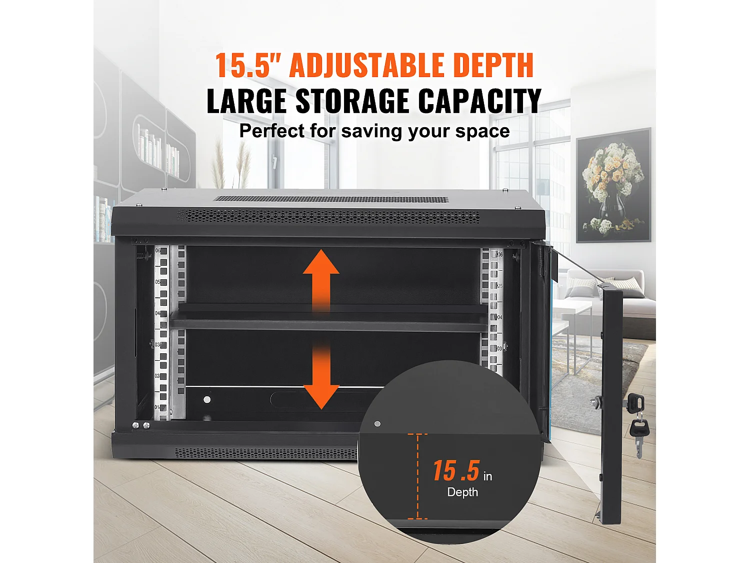 Boîtier Mural pour Serveur Réseau SucceBuy 6U, 39cm de Profondeur, Serrure de Porte, pour Réseau