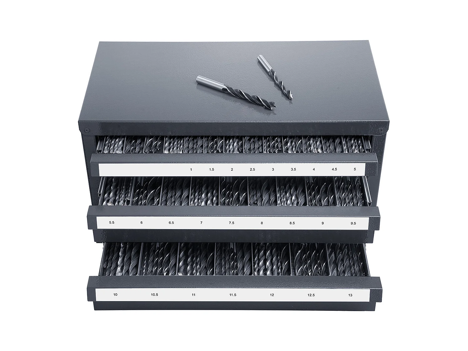 Distributore di Punte SucceBuy a Tre Cassetti, Impilabile, per Alesatori da 1 mm a 13 mm