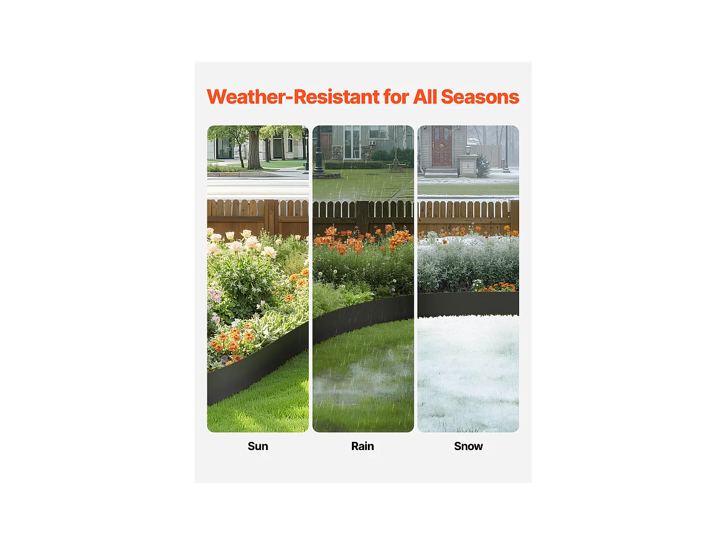 Bordures à Planter SucceBuy Bordure de Jardin en Acier Durable et Résistante à la Rouille 4PCS 1016 x 203 mm