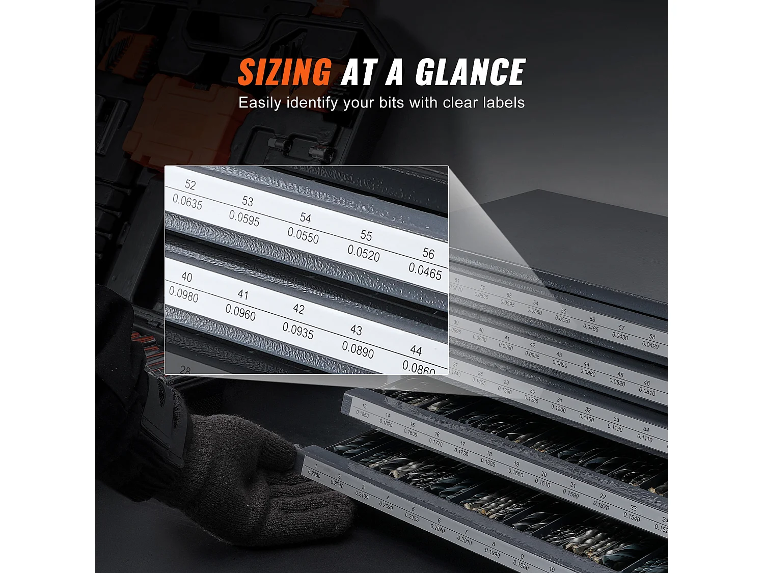 Armoire de Rangement SucceBuy pour Embouts de Perceuse à Cinq Tiroirs pour les Forets n° 1 à n° 60, Rangement Empliable avec Étiquettes