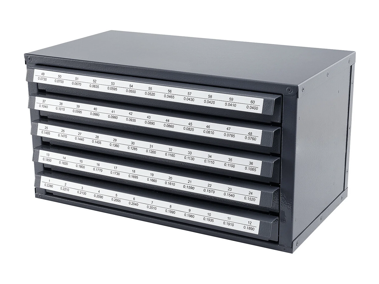 Armoire de Rangement SucceBuy pour Embouts de Perceuse à Cinq Tiroirs pour les Forets n° 1 à n° 60, Rangement Empliable avec Étiquettes