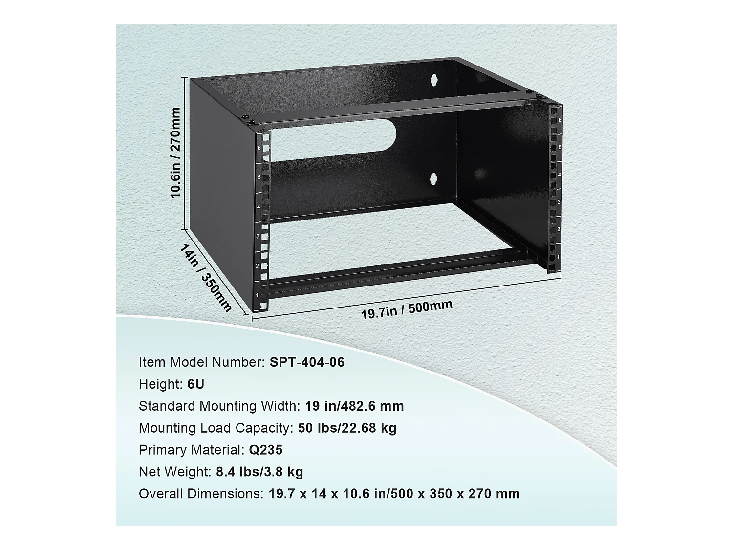 Bastidor de Red de Pared SucceBuy 6U, Profundidad 35.56cm, Capacidad de 22,68 kg, para Servidor, Equipo Informático, Conmutadores de Red, Negro